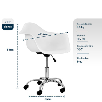Sillon de oficina Eames Giratorio con Ruedas