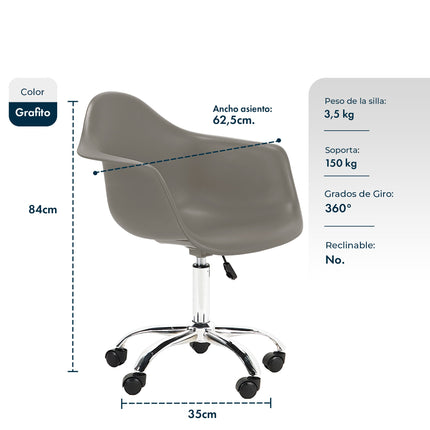 Sillon de oficina Eames Giratorio con Ruedas