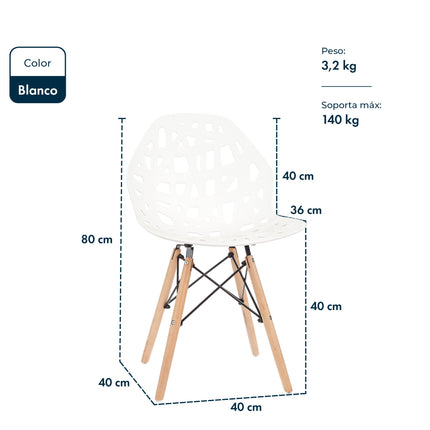 Set Mesa Eames 1.20mts + 4 Sillas de diseño Akron.