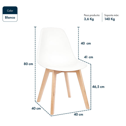 Set Mesa Eames 1.20mts + 4 Sillas de diseño Magnolia.