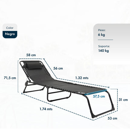 Set de 2 Reposeras Catre Plegable Gravedad Cero