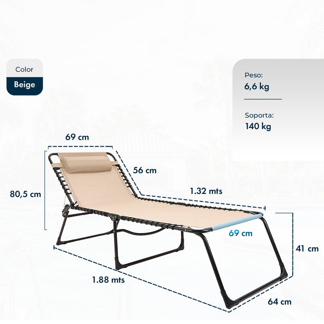 Reposera Catre Grande Plegable Gravedad Cero