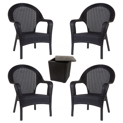 Set 4 Sillones Qatar Rattan + Mesa Capri