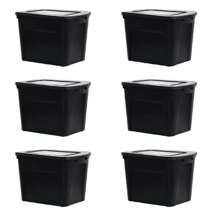 Set 6 Contenedores de Plástico Eco Box 80 Lts Negro