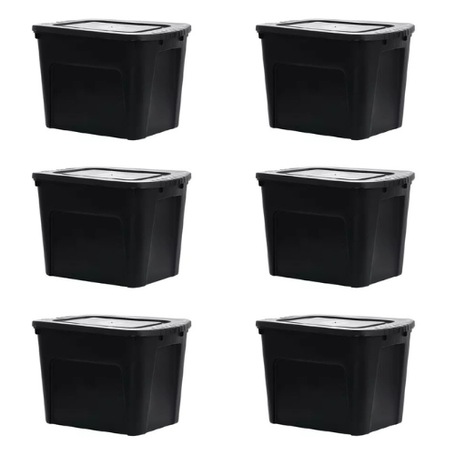 Set 6 Contenedores de Plástico Eco Box 80 Lts Negro