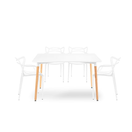 Mesa Rectangular Eames 120x80 + 4 Sillas Allegra