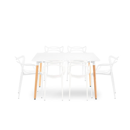 Mesa Rectangular Eames 120x80 + 6 Sillas Allegra