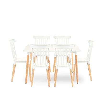 Mesa Rectangular Eames 120x80 + 6 Sillas Windsor