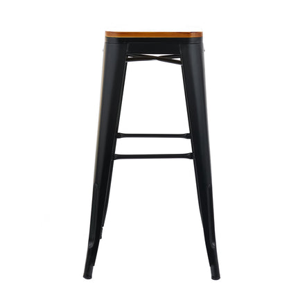 Set 2 Banquetas Tolix 75cm Asiento de Madera