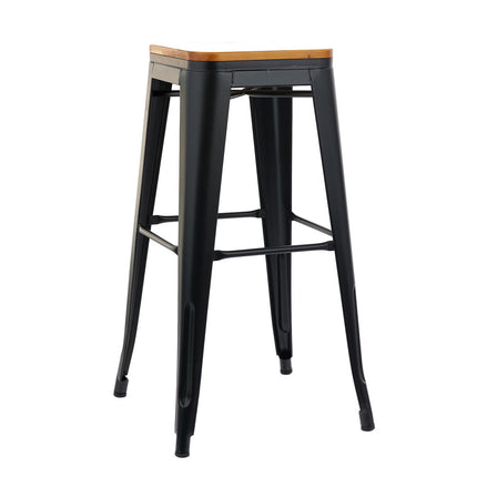 Set 2 Banquetas Tolix 75cm Asiento de Madera