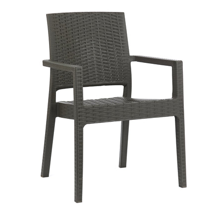 Mesa Monaco Rattan 90x90 + 4 Sillones Milano