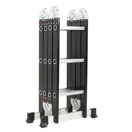 Escalera Articulada de Aluminio Negra 12 Escalones 3,50 Mts