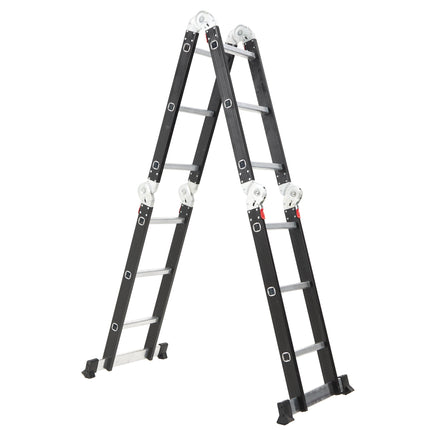 Escalera Articulada de Aluminio Negra 12 Escalones 3,50 Mts