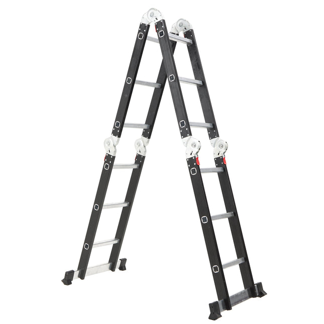 Escalera Articulada de Aluminio Negra 12 Escalones 3,50 Mts