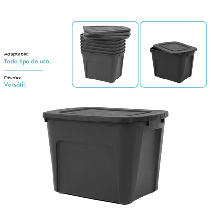 Set 4 Contenedores de Plástico Eco Box 80 Lts Negro