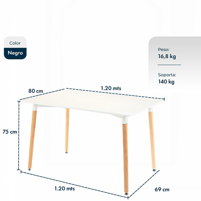 Set Mesa Eames 1.20mts + 4 Sillas de diseño Akron.