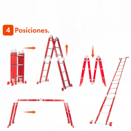 Escalera De Aluminio Articulada 16 Escalones Red Edition