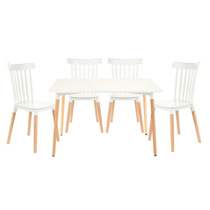 Mesa Rectangular Eames 120x80 + 4 Sillas Windsor