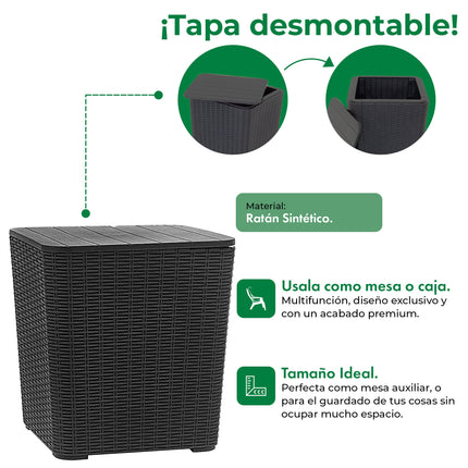 Set 2 Sillones Ibiza Rattan + Mesa Capri