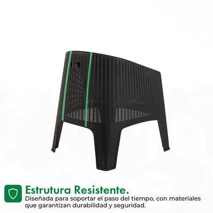 Set 2 Sillones Ibiza Rattan + Mesa Capri