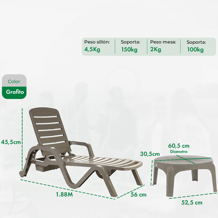 Set 2 Resposeras Toronto + Mesa Puket