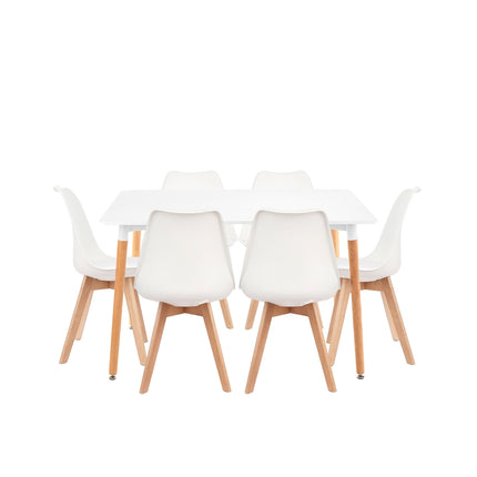 Mesa Rectangular Eames 120x80 + 6 Sillas Tulip