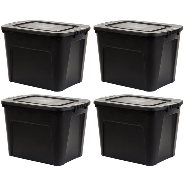 Set 4 Contenedores de Plástico Eco Box 80 Lts Negro