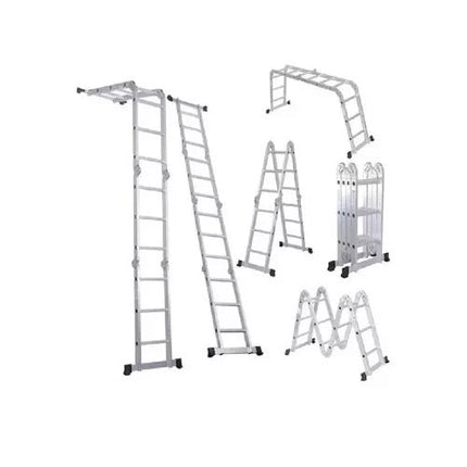 Escalera De Aluminio Articulada 12 Escalones + Plataforma