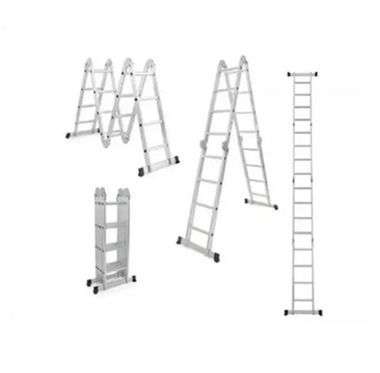 Escalera De Aluminio 16 Escalones Articulada + Plataforma