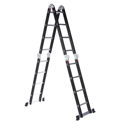 Escalera Articulada de Aluminio Negro de 16 Escalones 4,24 MTS DE ALTO