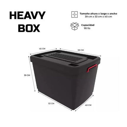 Set 6 Contenedores De Plástico Heavy Box 95 Lts