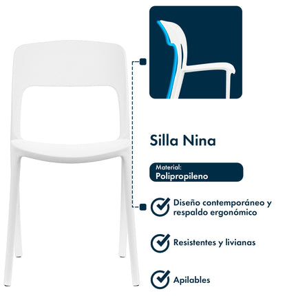 Mesa Rectangular Eames 120x80 + 4 Sillas Nina