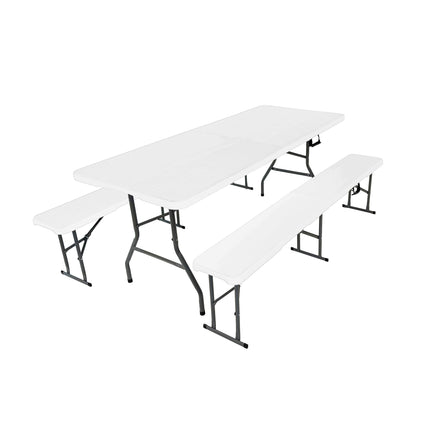 Set Mesa Plegable Picnic 1.80 cm mas 2 Bancos Plegables