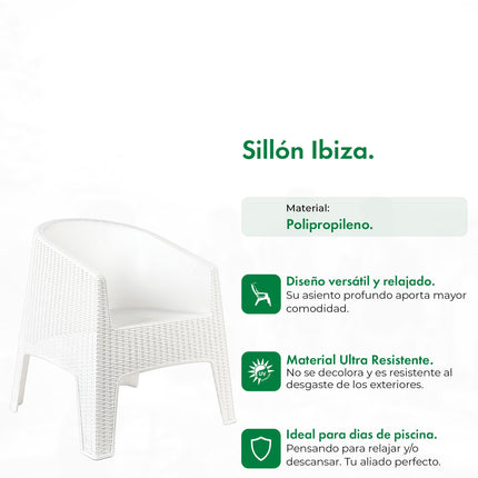 Set 2 Sillones Ibiza Rattan + Mesa Capri