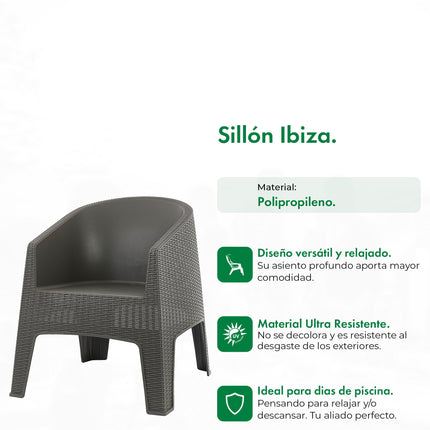 Set 2 Sillones Ibiza Rattan + Mesa Capri